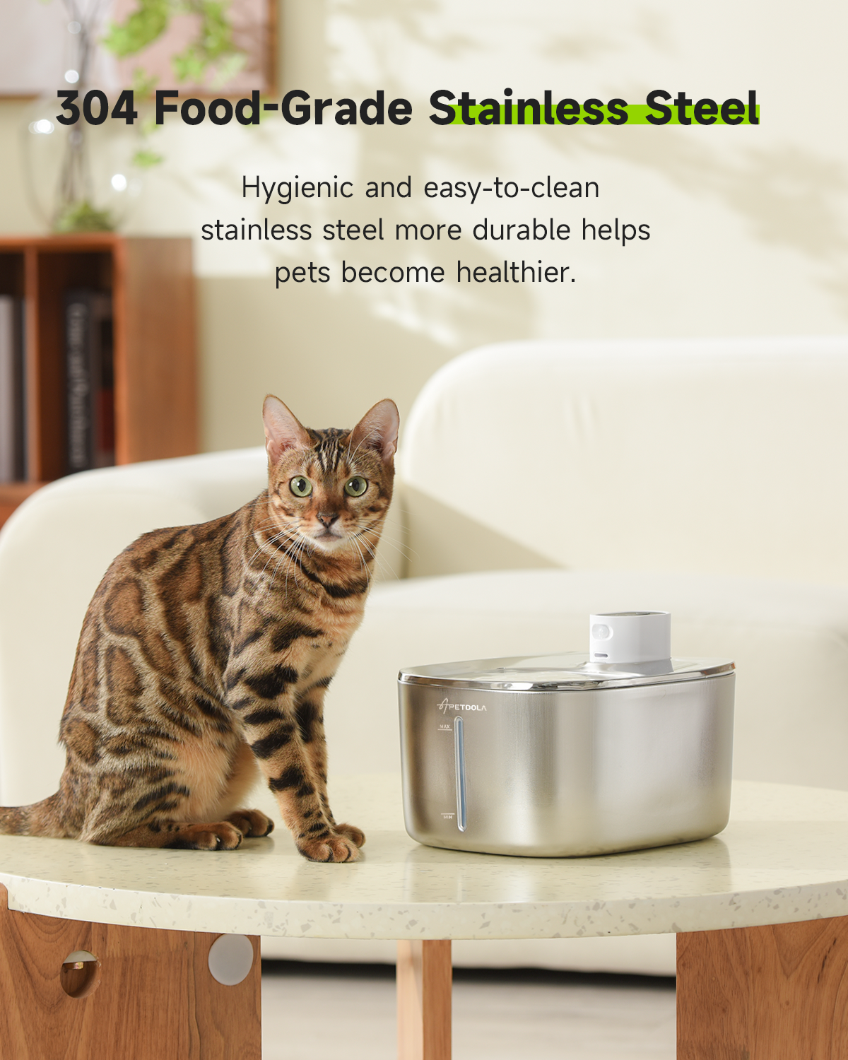 Stainless Steel Automatic Cat Water Fountain With Sensor