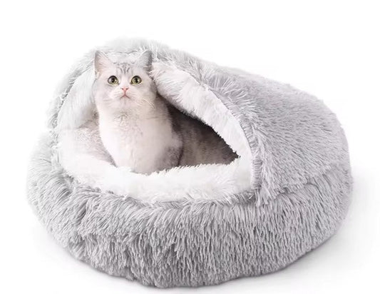 Cozy plush Cave Cat Bed for Anxiety Relief and Comfort