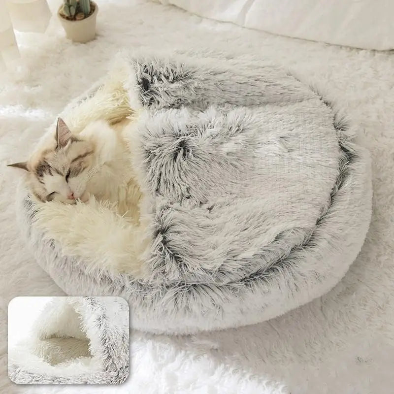 Cozy plush Cave Cat Bed for Anxiety Relief and Comfort